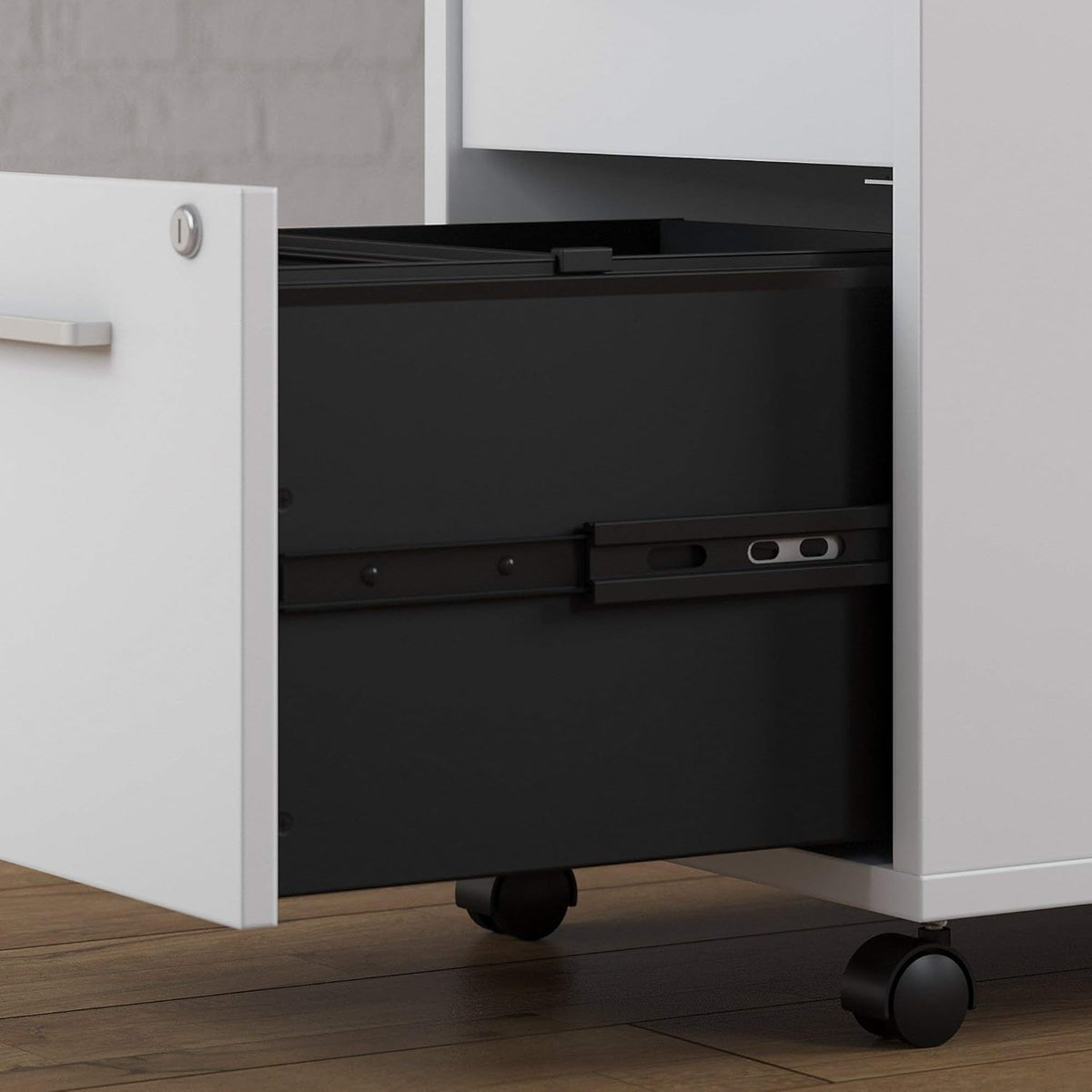 White 3 Drawer Mobile File Cabinet I11947