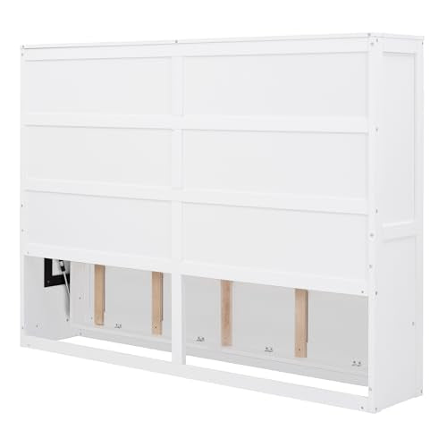 Full Size White Murphy Bed Cabinet R134