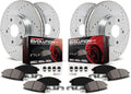 Front and Rear Carbon Fiber Brake Pads with Drilled & Slotted Brake Rotors Kit A2497