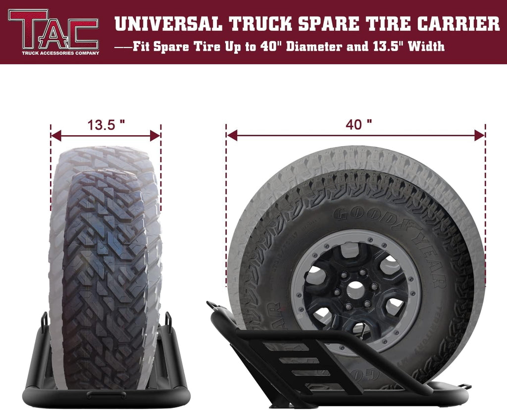 Fine Textured Black Universal Spare Tire Carrier for 40 inch Tire Y365130