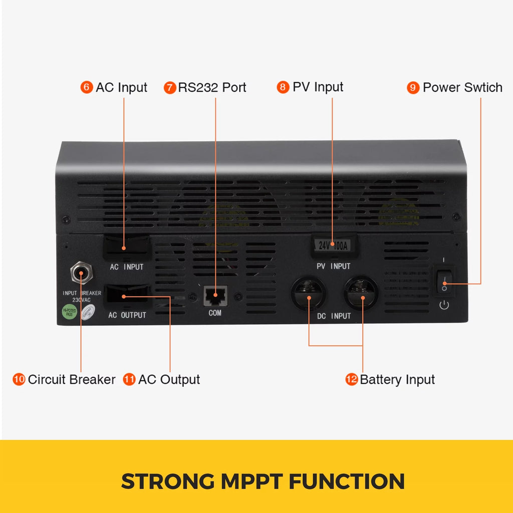 3KVA 24V MPPT Pure Sine Wave Power Inverter Solar Charger H4416