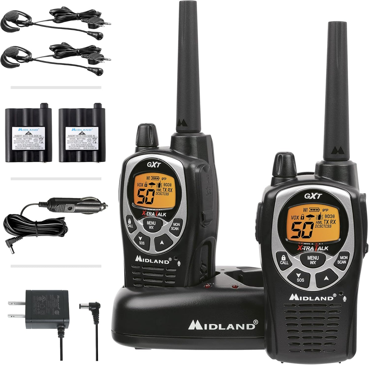 50 Channel Waterproof GMRS Two-Way Radio Black/Silver Pair Pack Z38803