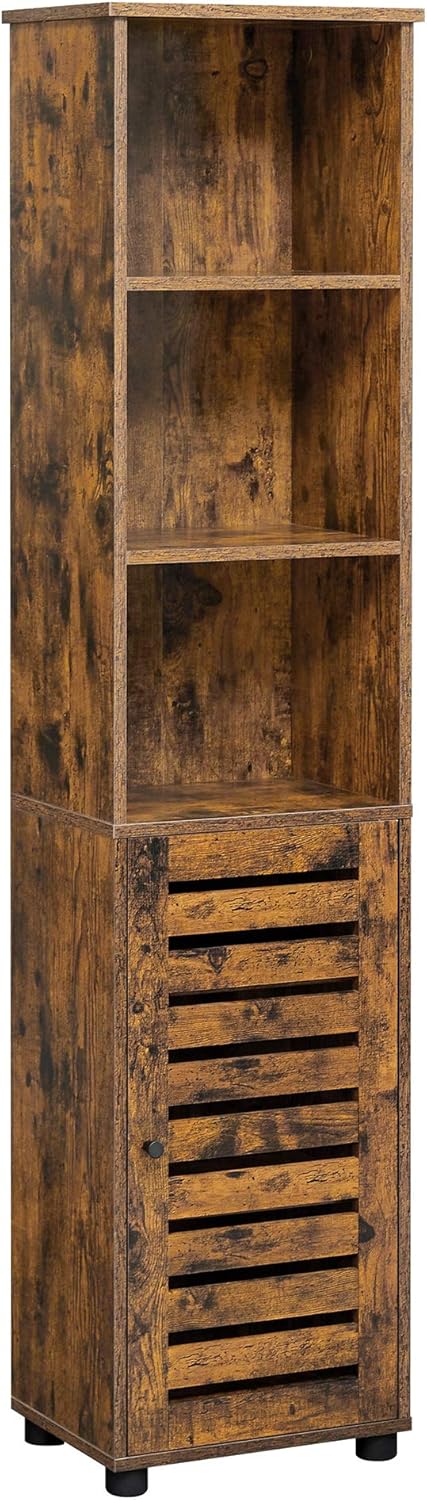 Bathroom Tall Storage Cabinet with 3 Open Compartments and 2 Adjustable Shelves O78360