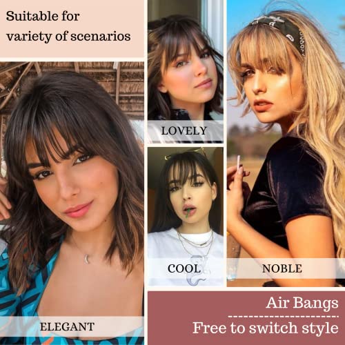 Brown Clip In Bangs Real Human Hair Extensions Wispy Bangs G938920