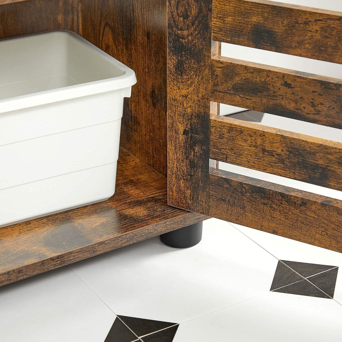 Bathroom Tall Storage Cabinet with 3 Open Compartments and 2 Adjustable Shelves O78360