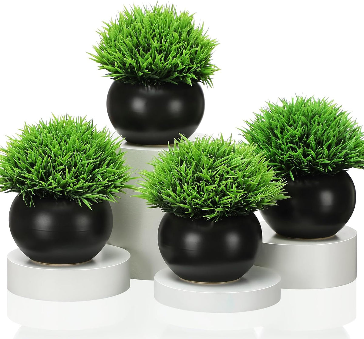 4 Pack Artificial Succulent Plants in Matte Black Ceramic Pots G2572