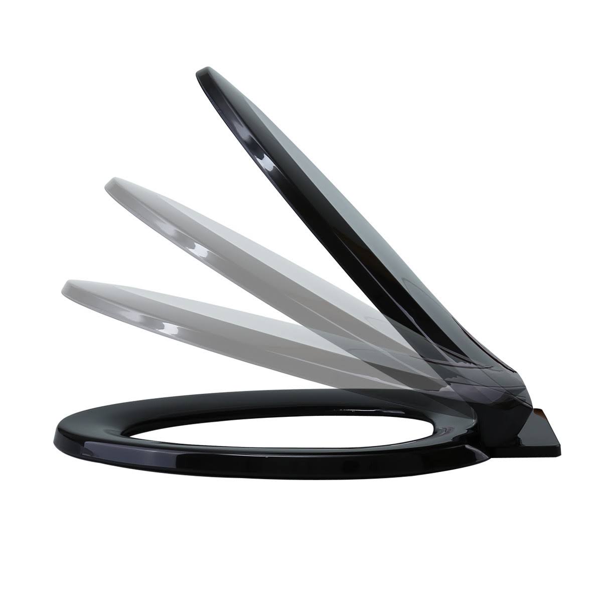 2 No Slam Easy Close Black Plastic Elongated Toilet Seat U8360