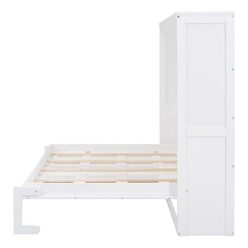 Full Size White Murphy Bed Cabinet R134