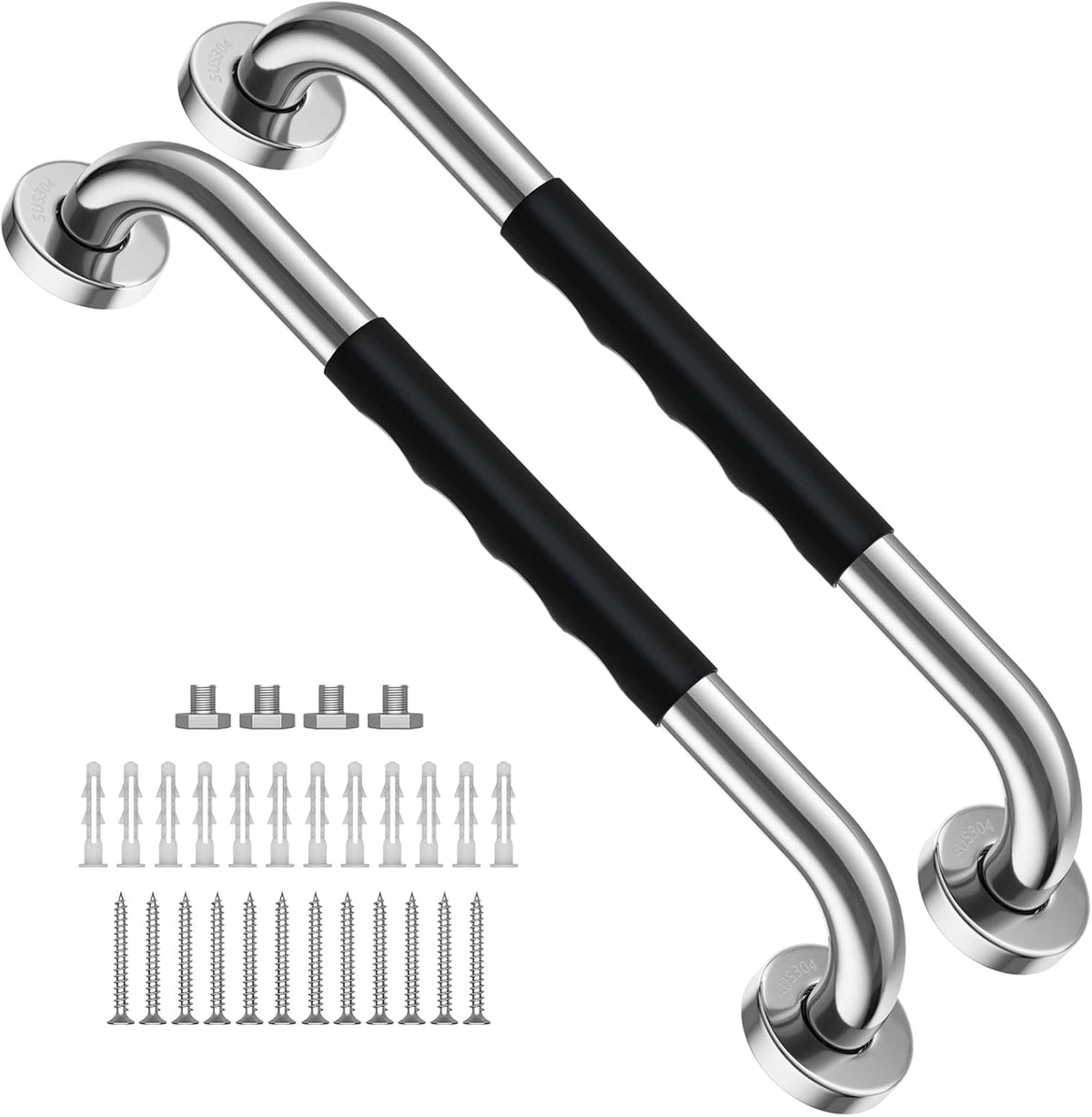 2 Pack 24 Inch Black Stainless Steel Shower Grab Bar T2801