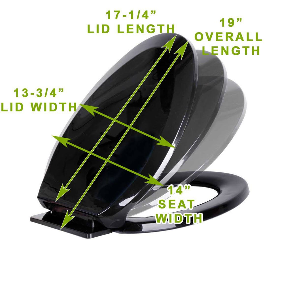 2 No Slam Easy Close Black Plastic Elongated Toilet Seat U8360