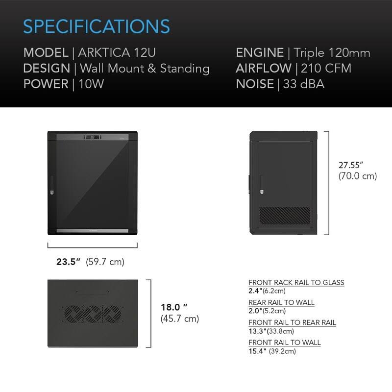 Wall Mount Equipment Rack Cabinet with Smart Controller 12U X6899