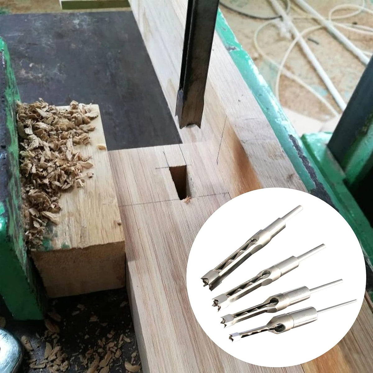 Bench Drill Locator Set, Square Hole Chisel Drilling Machine Woodworking Mortiser Location Tool, Mortising Attachment Kit I713089