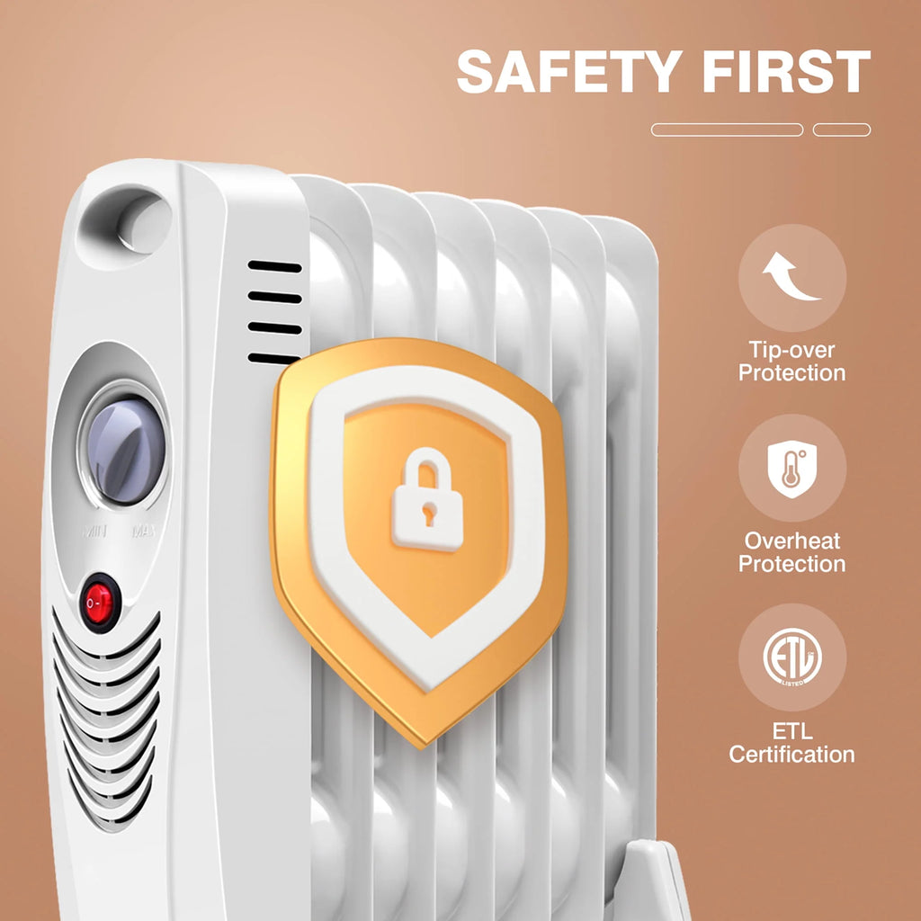 Portable Mini Electric Oil Filled Radiator Heater 7-Fin P539