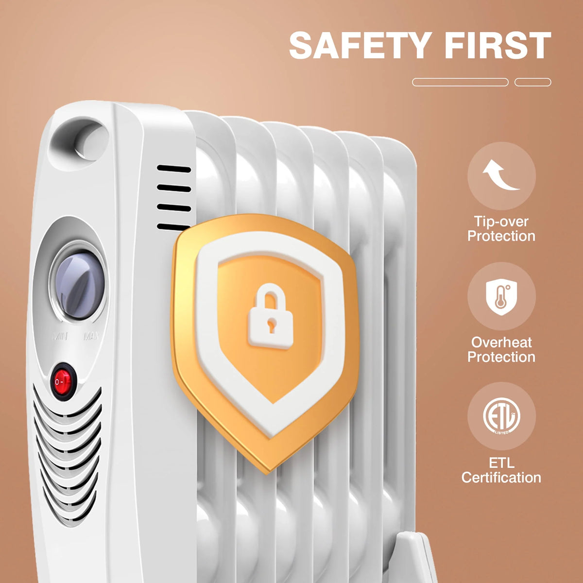 Portable Mini Electric Oil Filled Radiator Heater 7-Fin P539