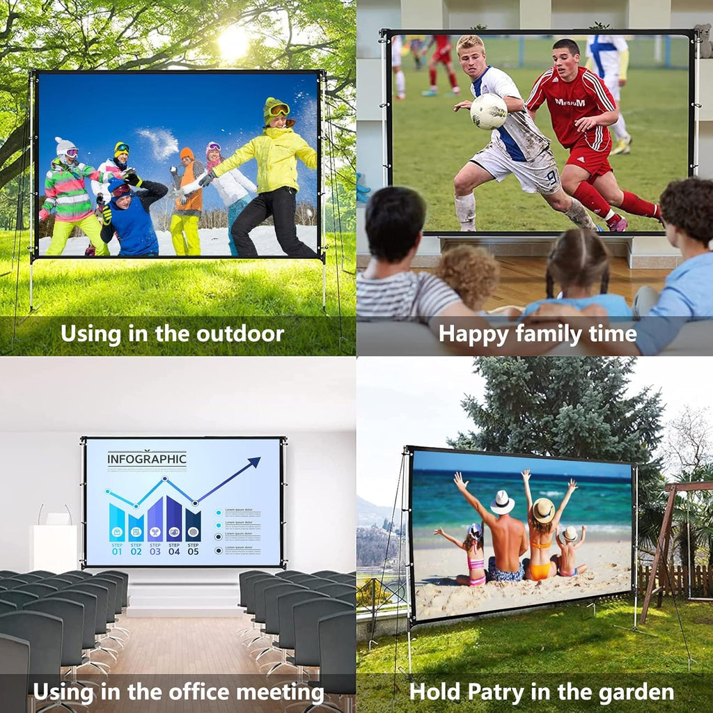 120 Inch Portable Projector Screen with Stand and Carry Bag N875923