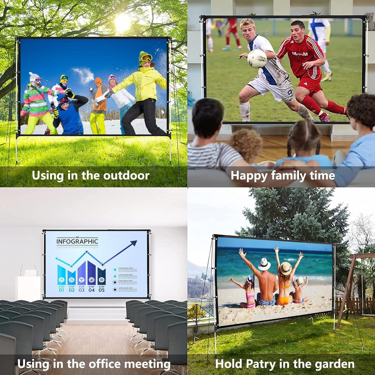 120 Inch Portable Projector Screen with Stand and Carry Bag N875923