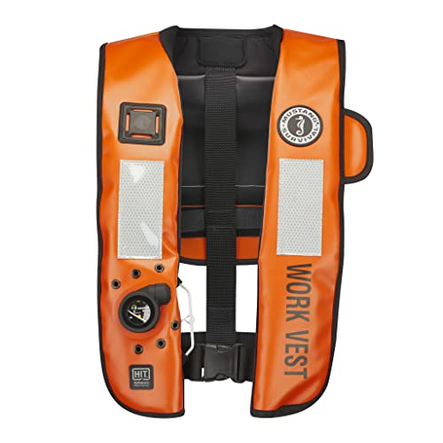 Orange & Black Inflatable Work Vest, 35 lb. Buoyancy W433