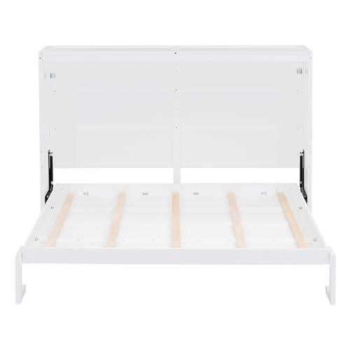 Full Size White Murphy Bed Cabinet R134