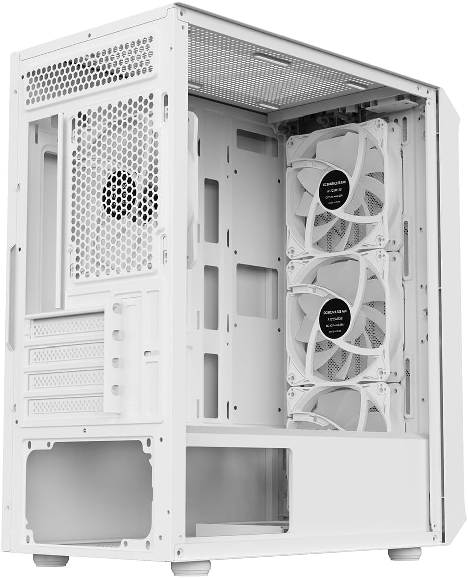 White Micro-ATX PC Gaming Case with Mesh Front Panel & Tempered Glass Side Panel Y802