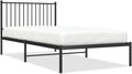 Black Metal Bed Frame with Headboard 39.4"x78.7" R262767