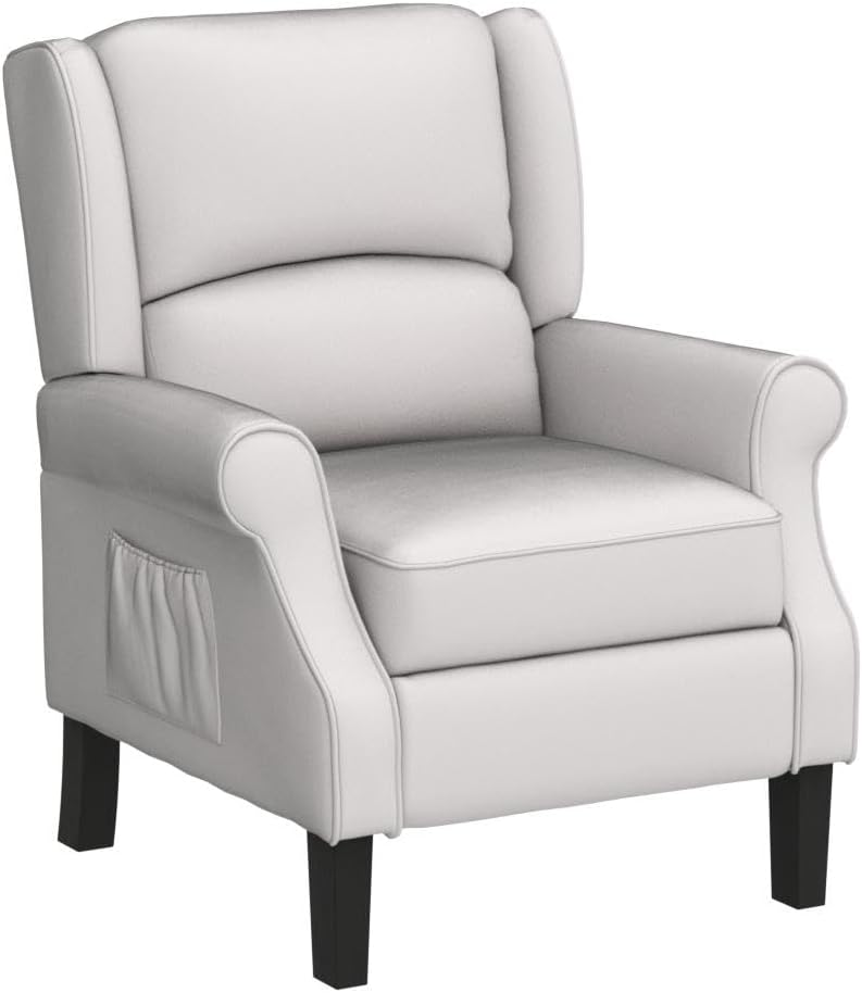 Set of 2 Beige Wingback Recliner Chair with Massage and Heat D39514