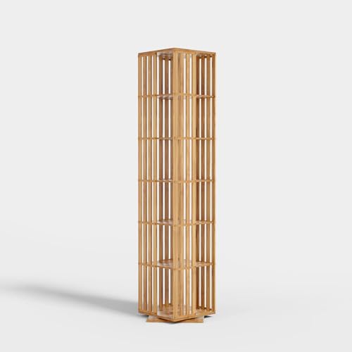 Walnut 6 Tier Bamboo Rotating Bookshelf I515