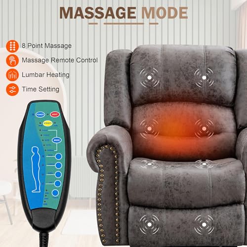 Large Dual Motor Power Lift Recliner Chair with Massage and Heat J1011