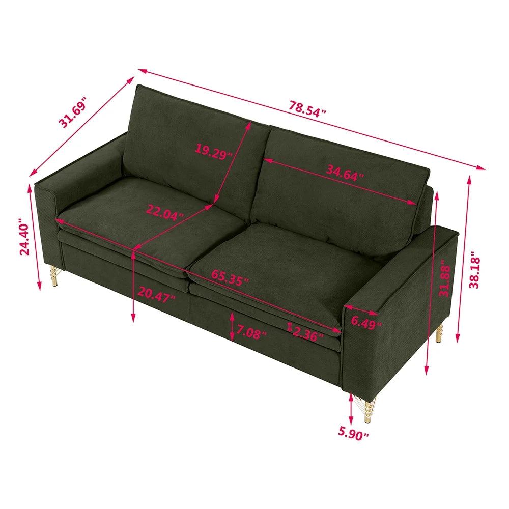 78-inch 2-seat Cotton Linen Fabric Small Sofa K661762