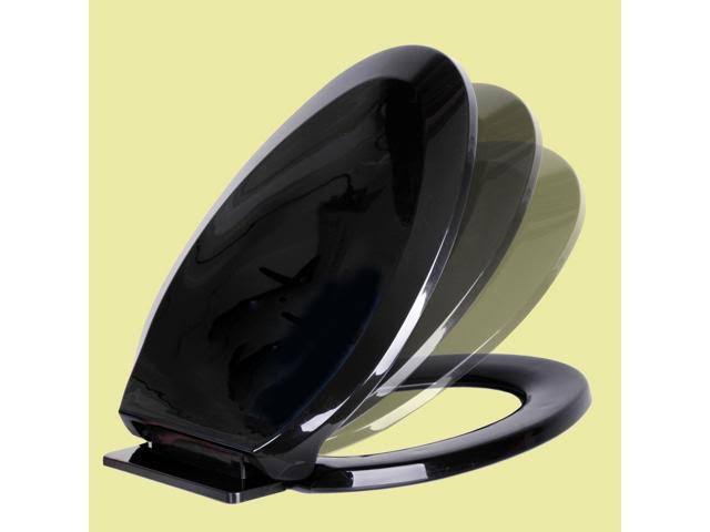 2 No Slam Easy Close Black Plastic Elongated Toilet Seat U8360