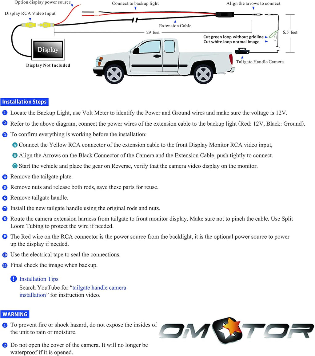 Black Tailgate Backup Reverse Handle with Camera E119836