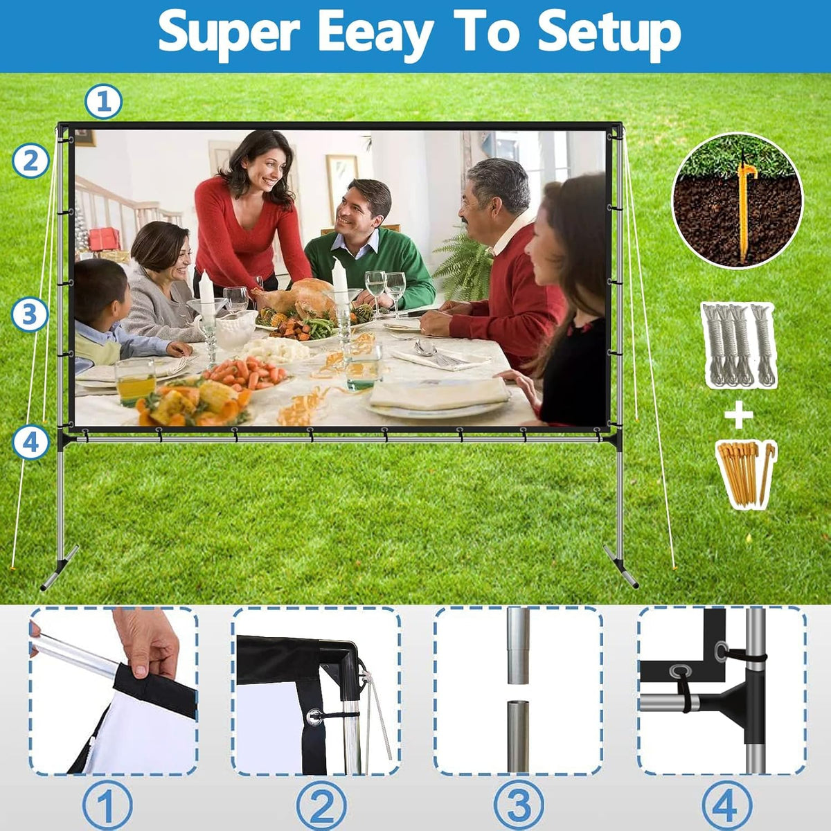 120 Inch Portable Projector Screen with Stand and Carry Bag N875923
