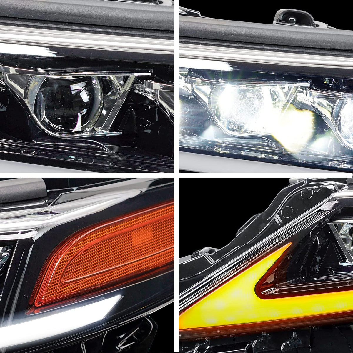 LED Headlights Assembly with Dynamic Turn Signal DRL Projector, 1 Pair J8930