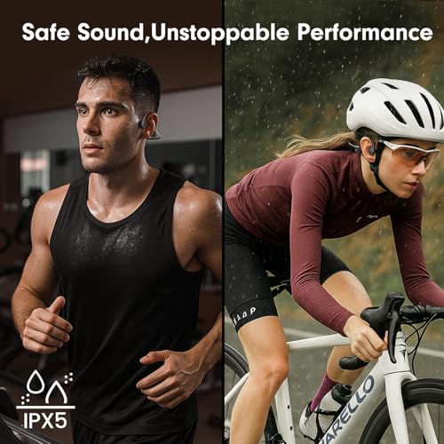 Bone Conduction Open Ear Headphones Bluetooth 5.4 with Mic 10H Playtime IPX5 Waterproof V74787