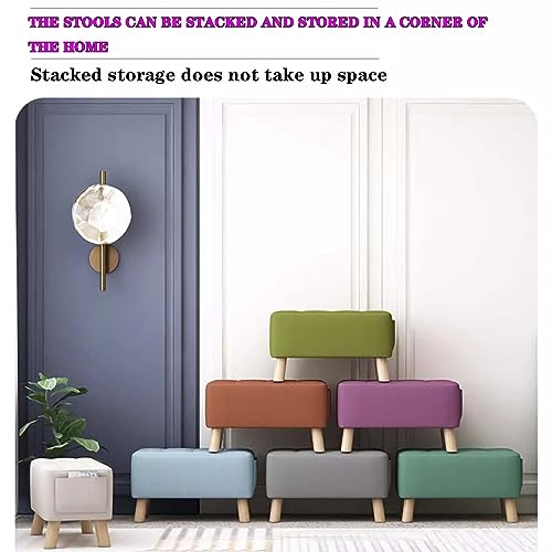 Rectangle Foot Stool with Padded Seat and Solid Wood Legs I621507