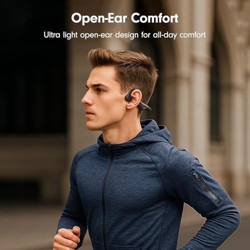 Bone Conduction Open Ear Headphones Bluetooth 5.4 with Mic 10H Playtime IPX5 Waterproof V74787