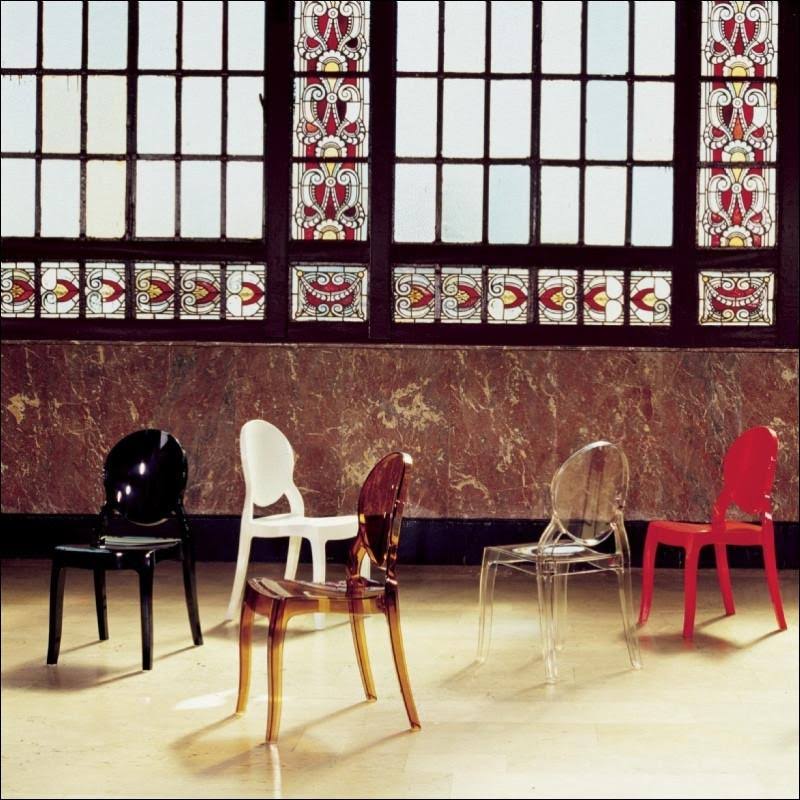Glossy Red Polycarbonate Dining Chair Y618252
