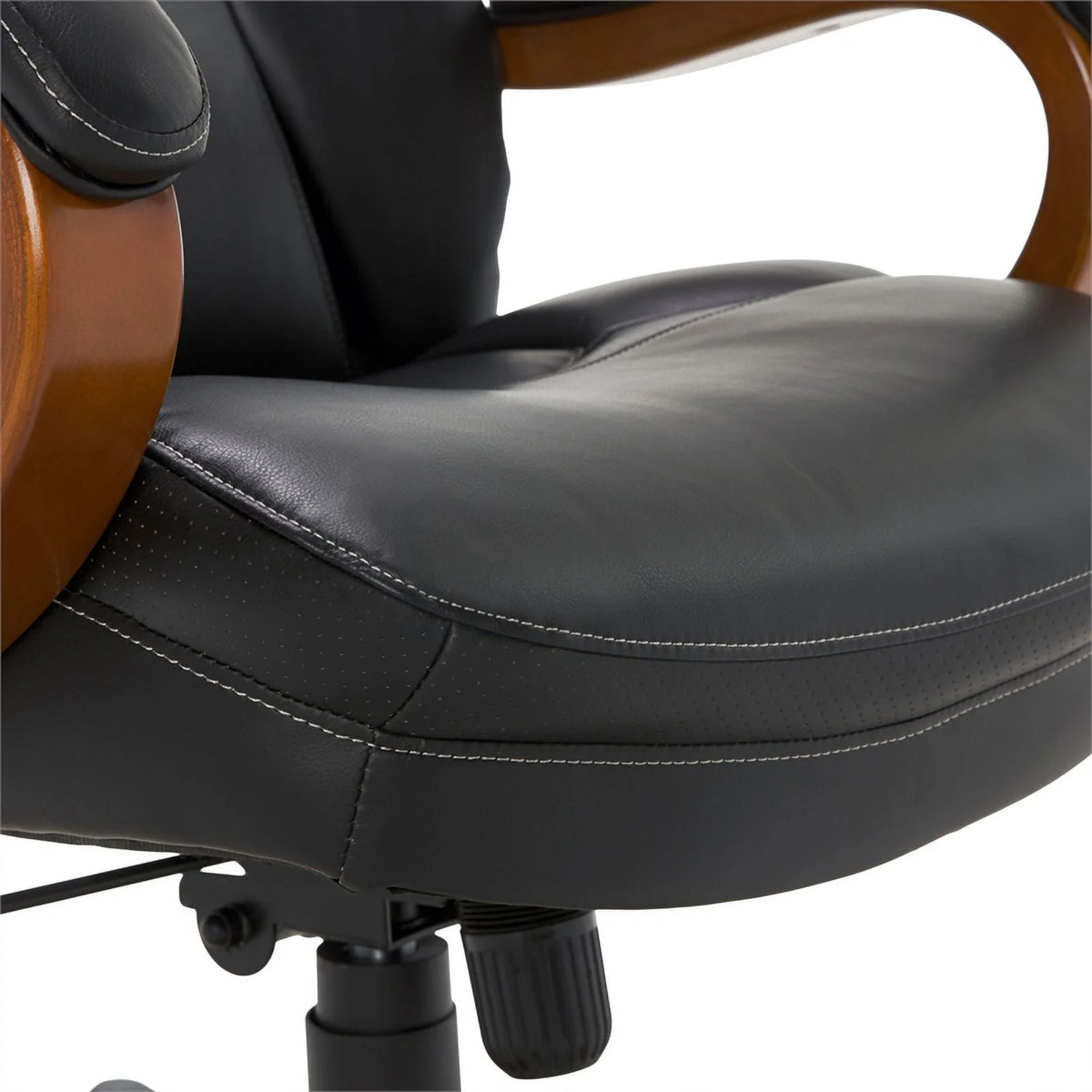 Big and Tall Executive Office Chair with Wood Accents Black O629