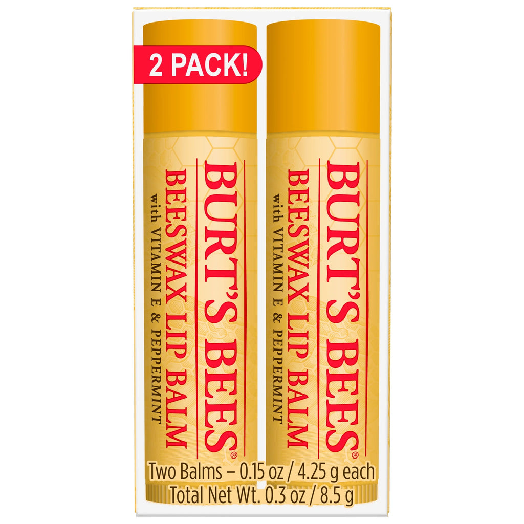 Natural Moisturizing Lip Balm with Beeswax, Vitamin E & Peppermint Oil, 4 Count Y393227