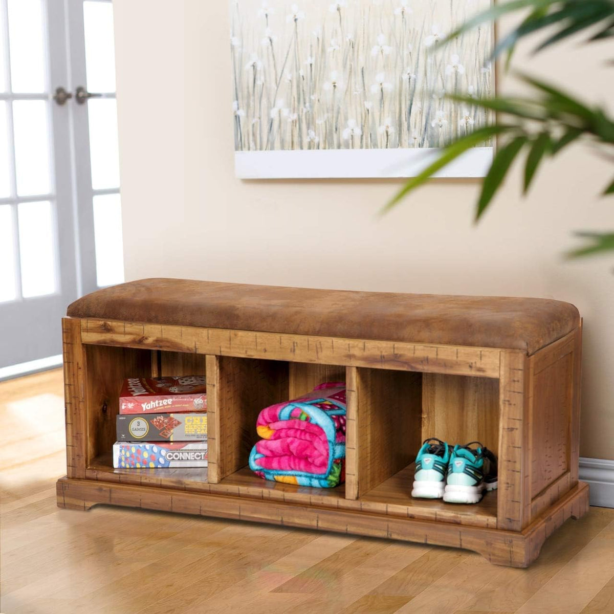 Pinto Brown Microfiber Hall Bench S7355