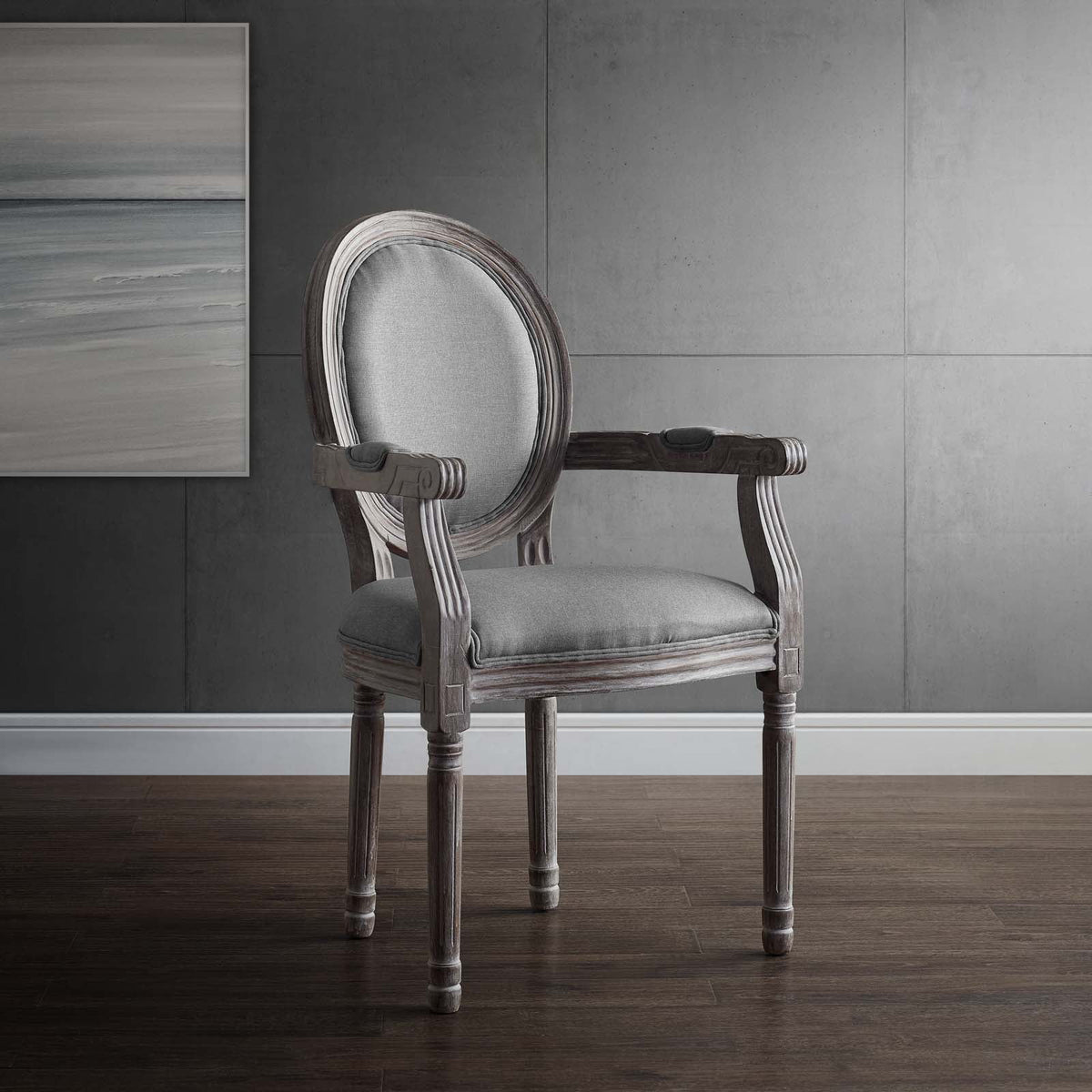 Light Gray Upholstered Fabric Dining Armchair W566