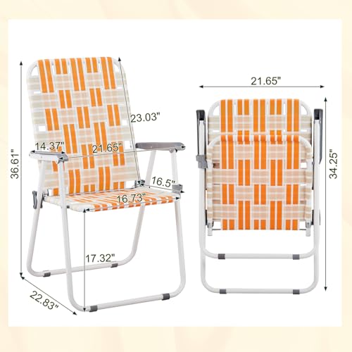 Set of 2 Yellow Webbed Folding Lawn Chair E215