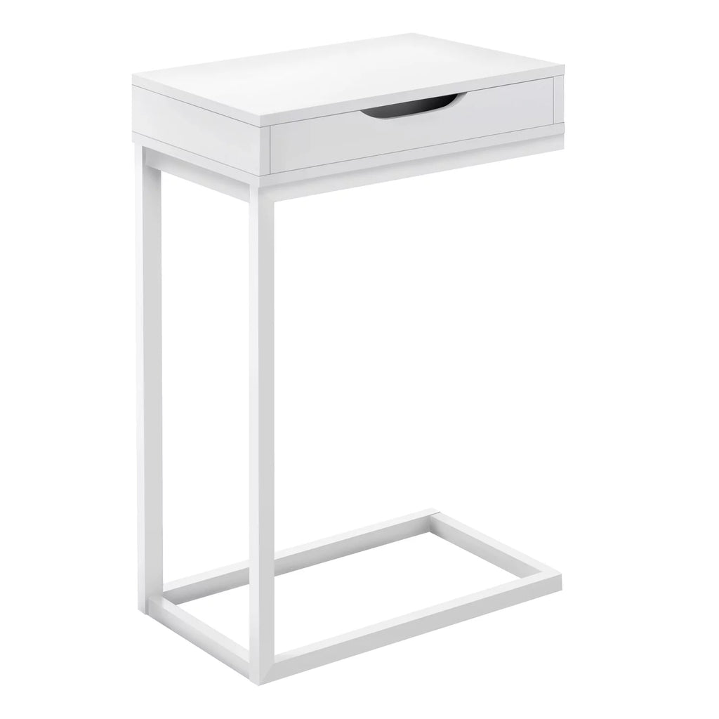 White C-shaped Metal Accent Table U771668