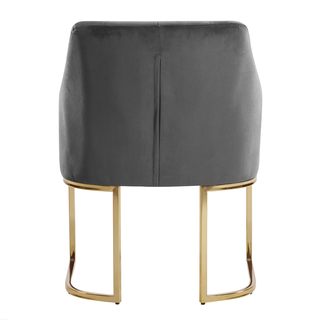 Glam Tufted Contemporary Accent Chair with Velvet Cushions Gray I188484