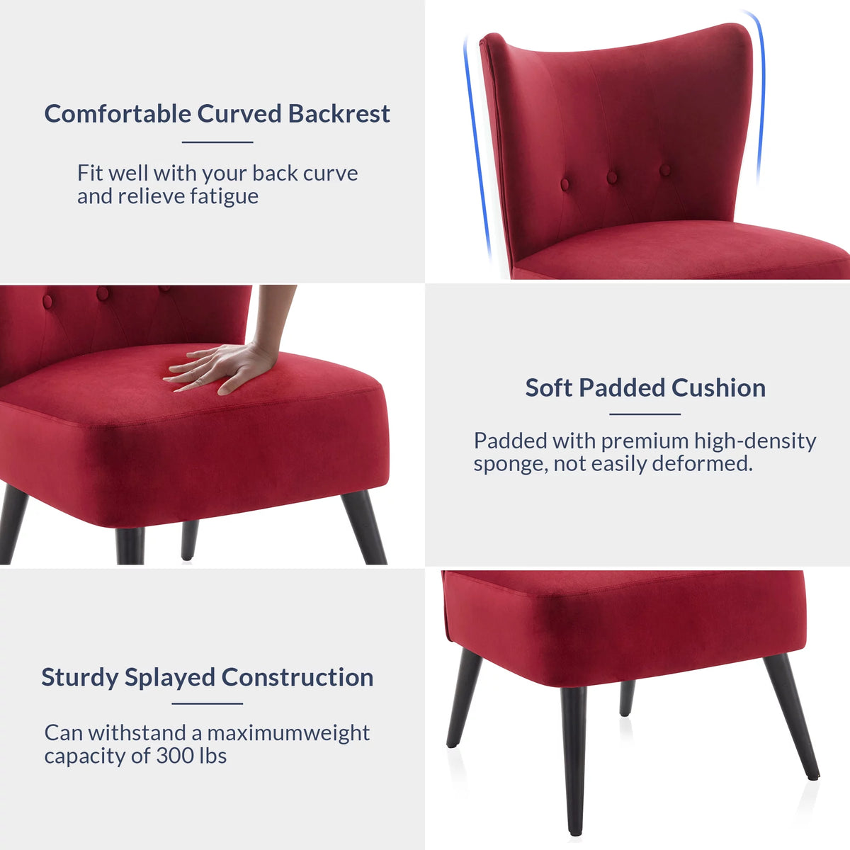 Red Velvet Accent Chair Y14095
