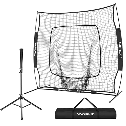 7x7 Ft Baseball Softball Practice Net with Batting Tee and Carry Bag E331050