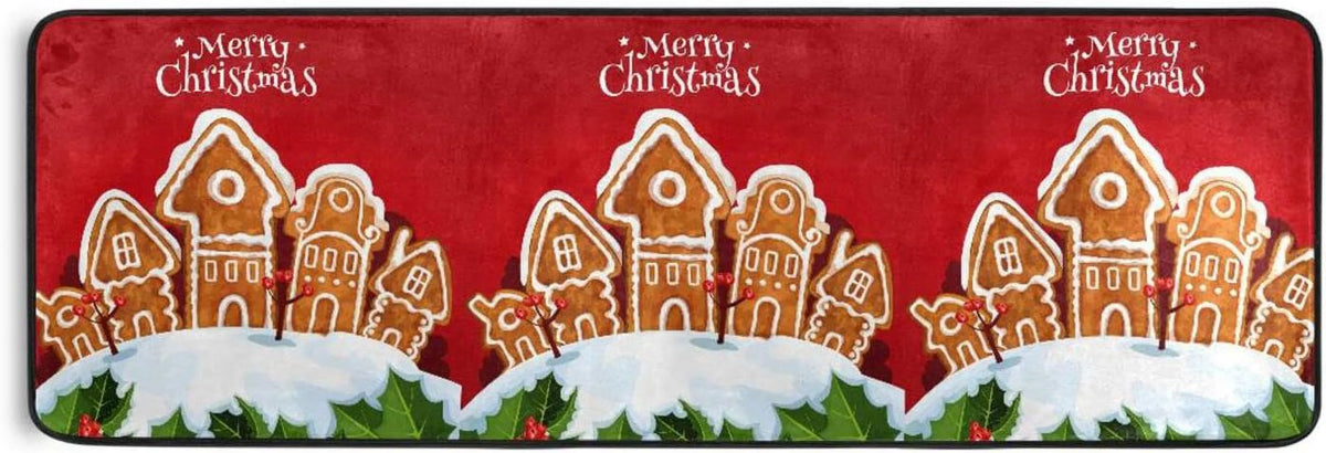 2'x6' Christmas Gingerbread House Runner Rug with Rubber Backing Z6566