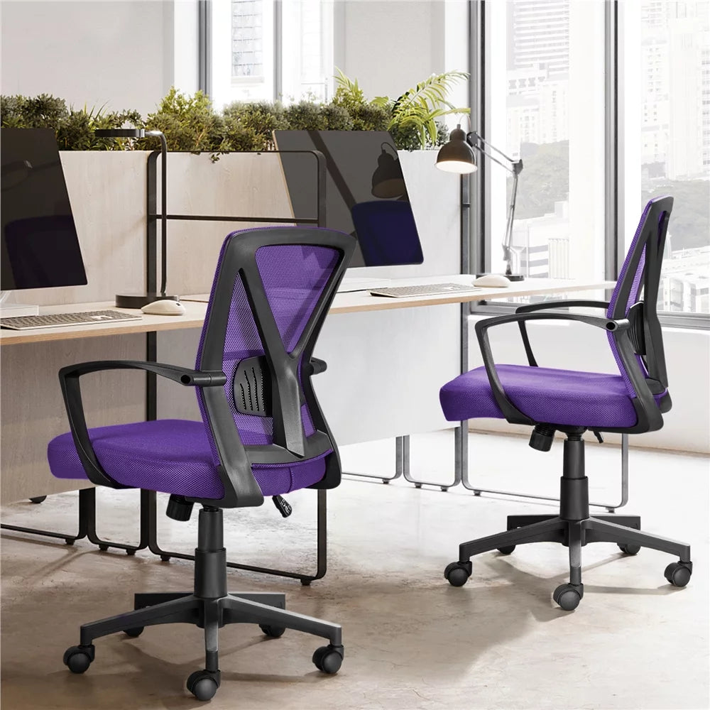 Purple Adjustable Mesh Mid Back Office Chair Set of 2 D637681