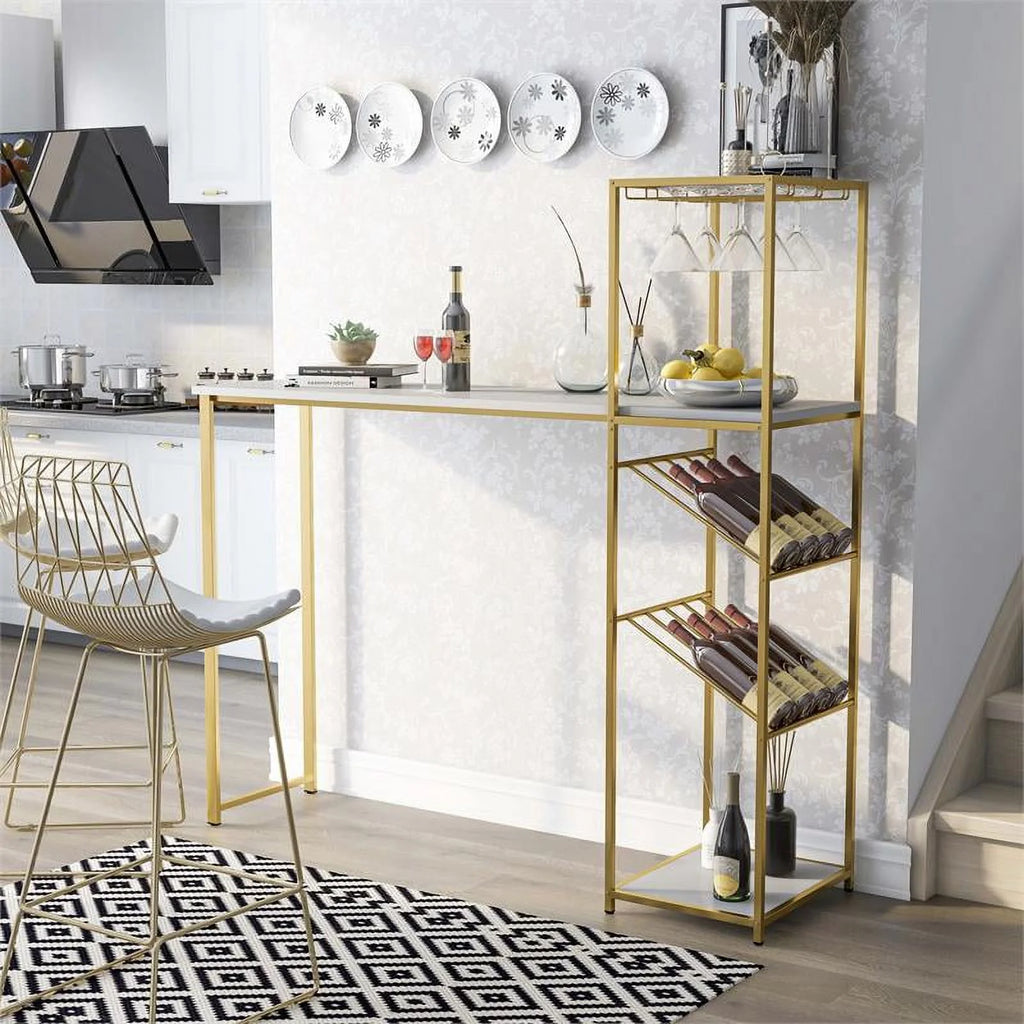 Metal Bar Table with Wine Shelf J5520