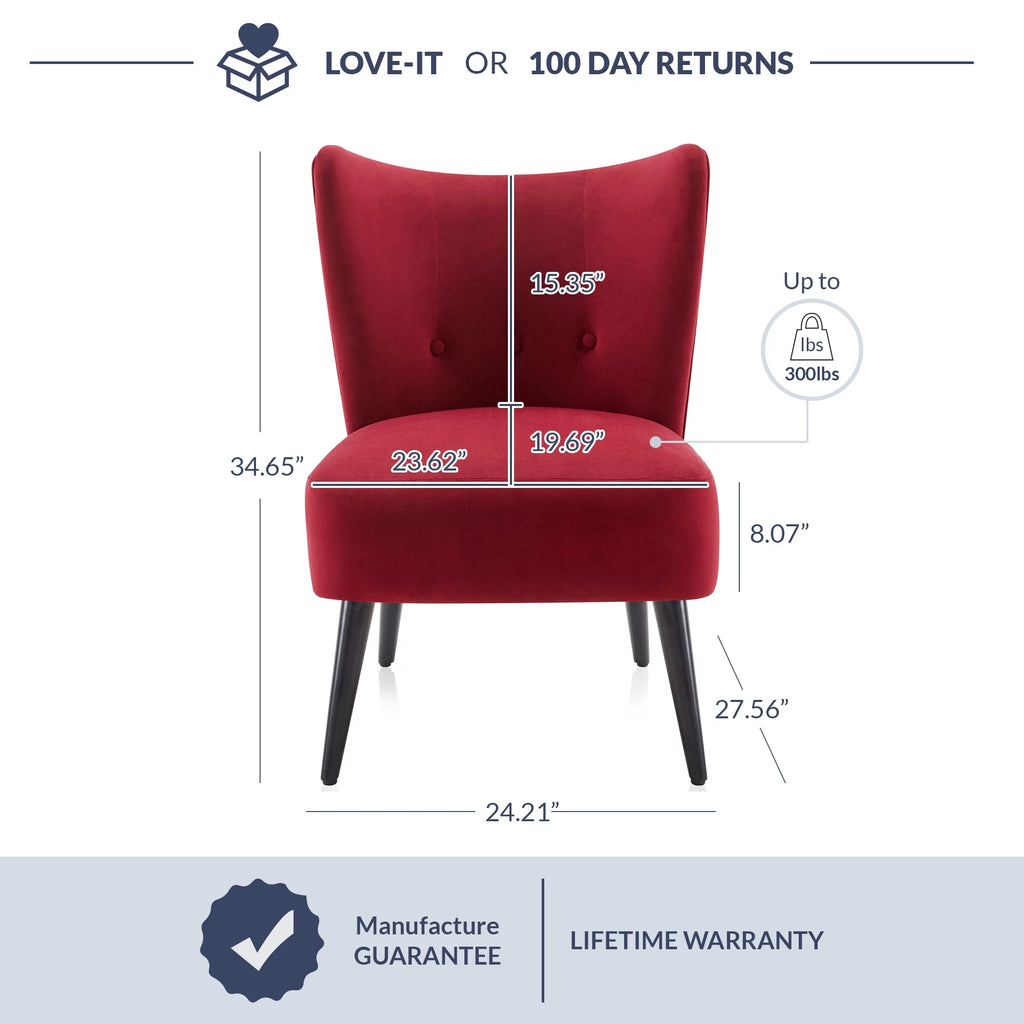 Red Velvet Accent Chair Y14095