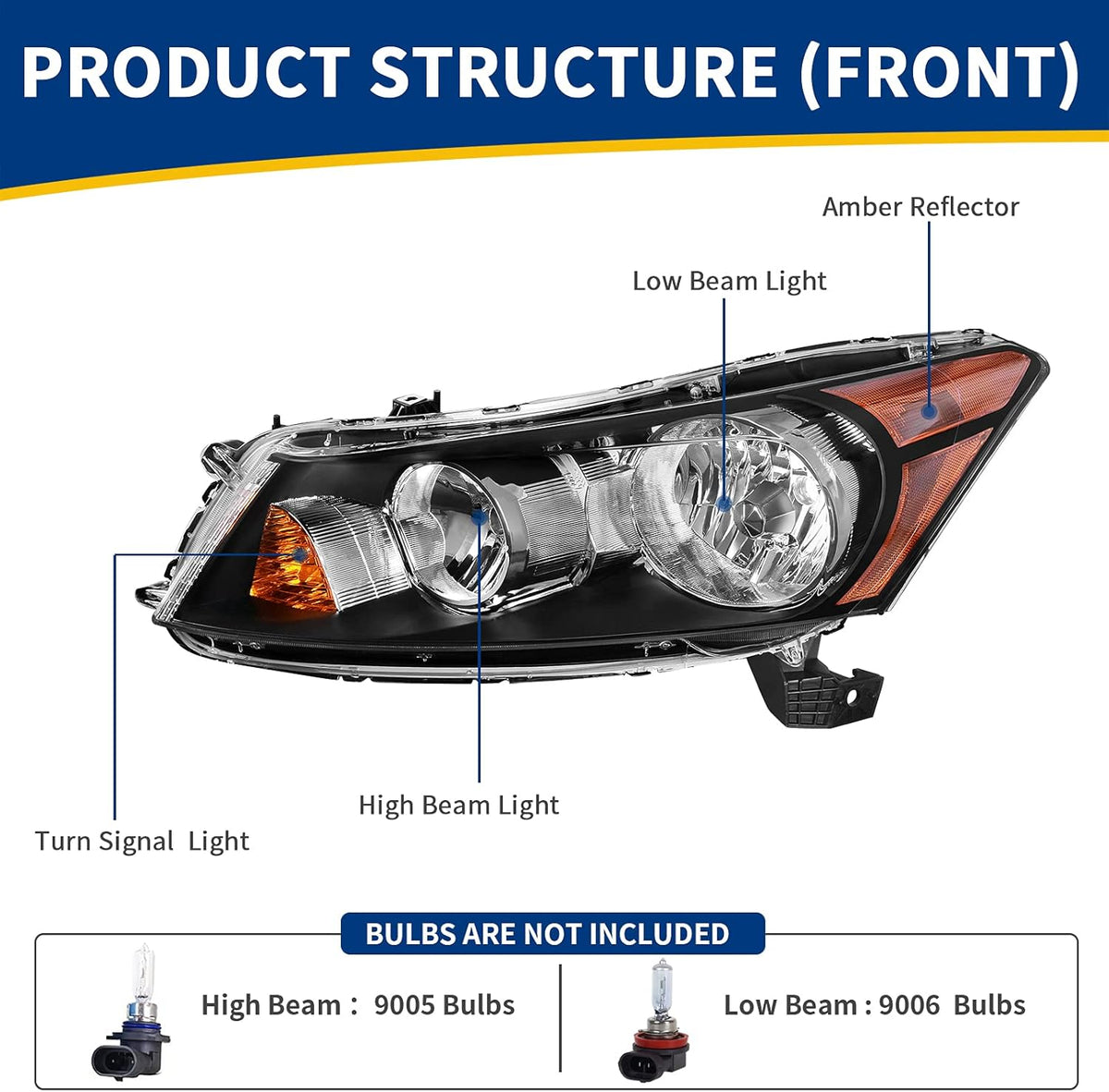 Headlight Assembly for 2008-2012 Accord 4-Door Sedan L4884